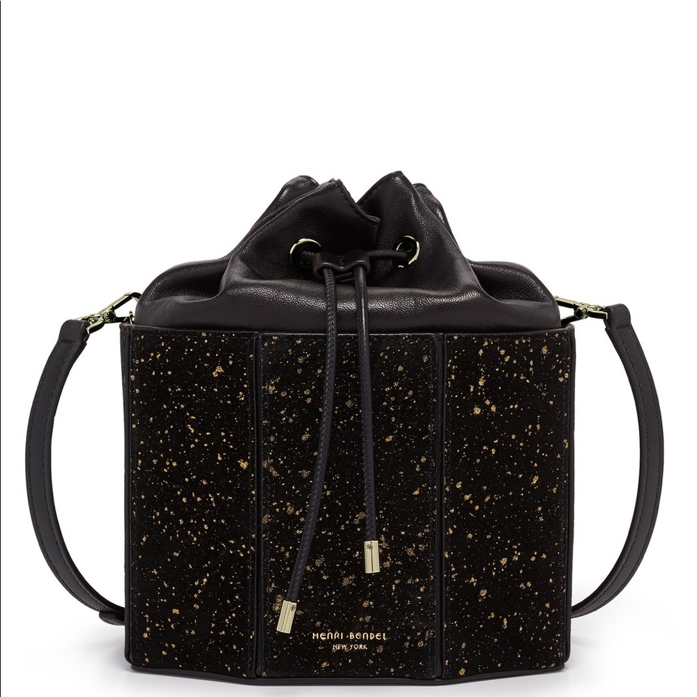 NEW Henri Bendel Drawstring Suede Mini Crossbody